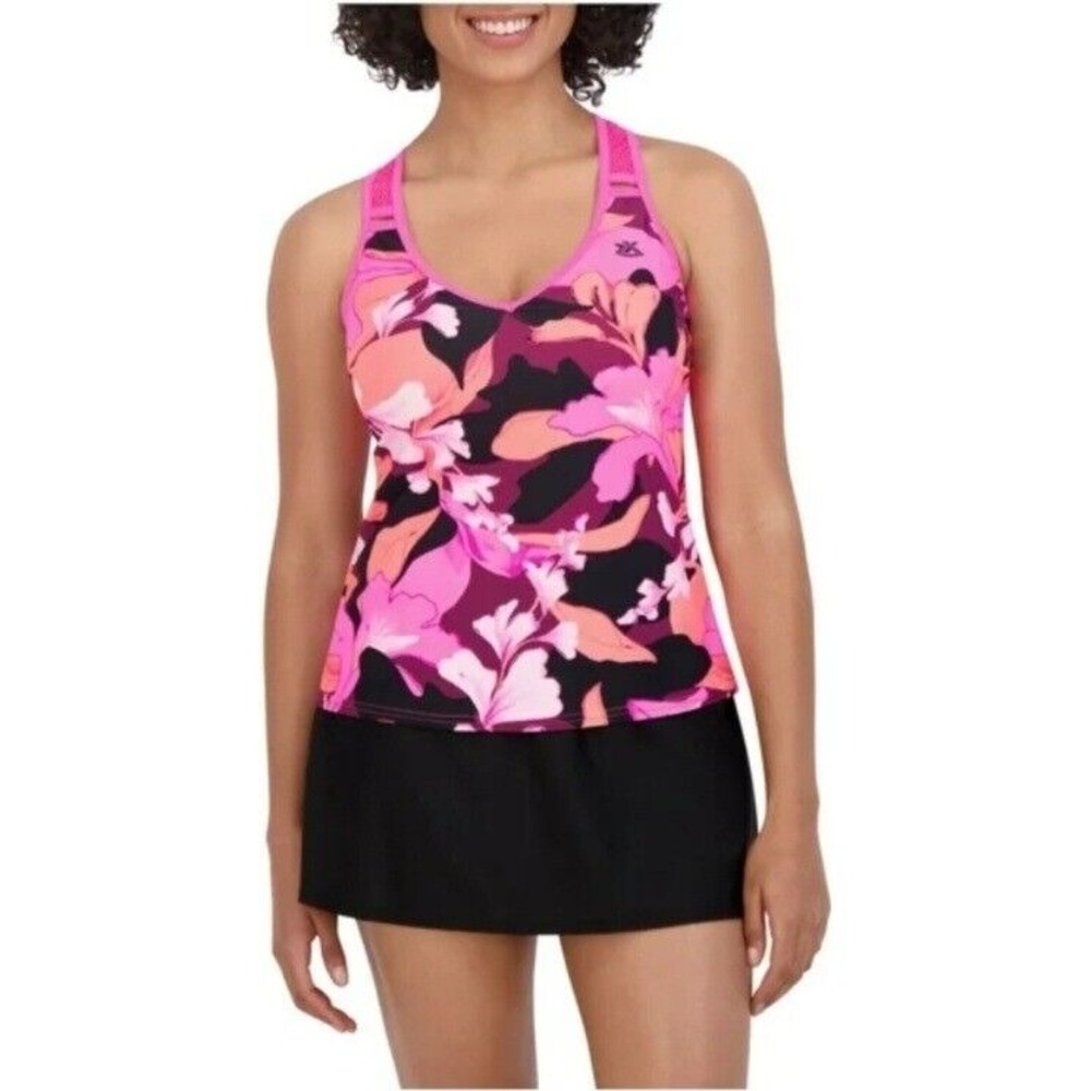 ZeroXposur Tankini‎ Swimsuit Set Floral Print Lightweight Skirt Bottom S NWT $94